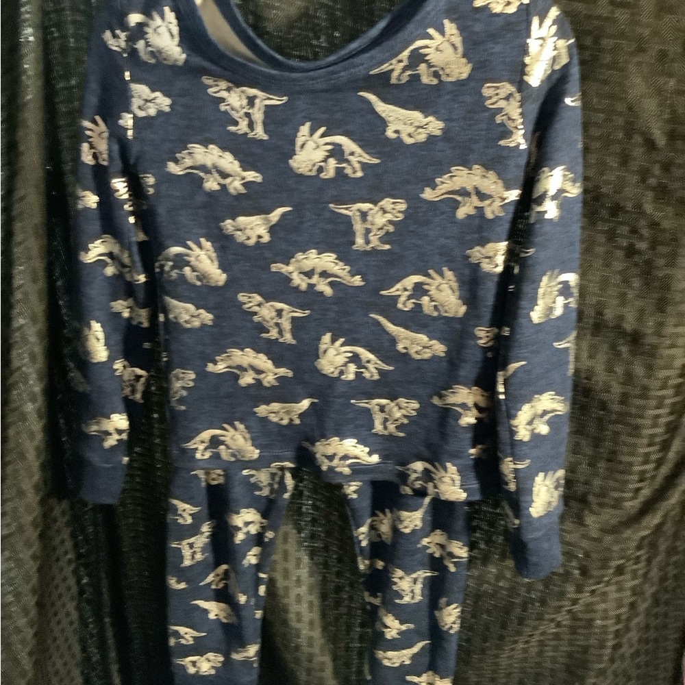Dino Dreams Kids Pajama Set - Blue and Cream